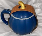 Lidded Pumpkin Mug 21 Fl Oz (621 ML) Capacity Blue And Gold Writing.. Brand New — photo 3