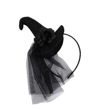 Women Halloween Witch Hat Headband Girls Glitter Feather Headpiece Wizard Cos...