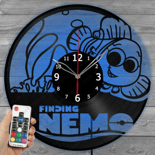 LED Vinyl Clock Finding Nemo Light Vinyl Record Wall Clock Home Decor 2129 - Afbeelding 1 van 12