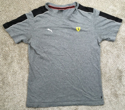 Puma Ferrari Shirt Men's Medium Gray Scuderia Shield Short Sleeve