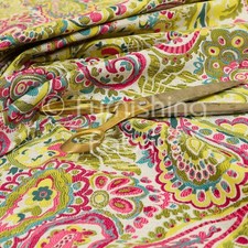 All Over Paisley Pattern Pink Yellow Green Chenille Upholstery Curtain Fabrics