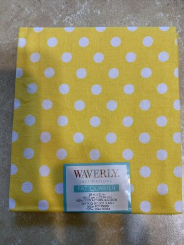 2 Fat Quarters 100% Cotton Fabric 18" X 21”white Dots On yellow New - Picture 1 of 2