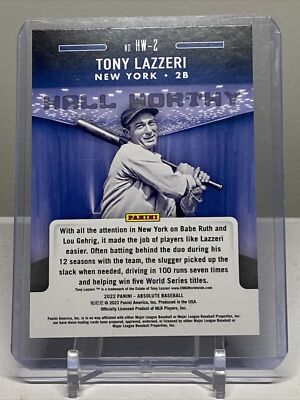 2022 Absolute Baseball Tony Lazzeri Hall Worthy HW-2 | eBay