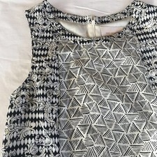 BRAND NEW Skies are Blue XS Sleeveless Dress Black Cream Geometric Print Lined
