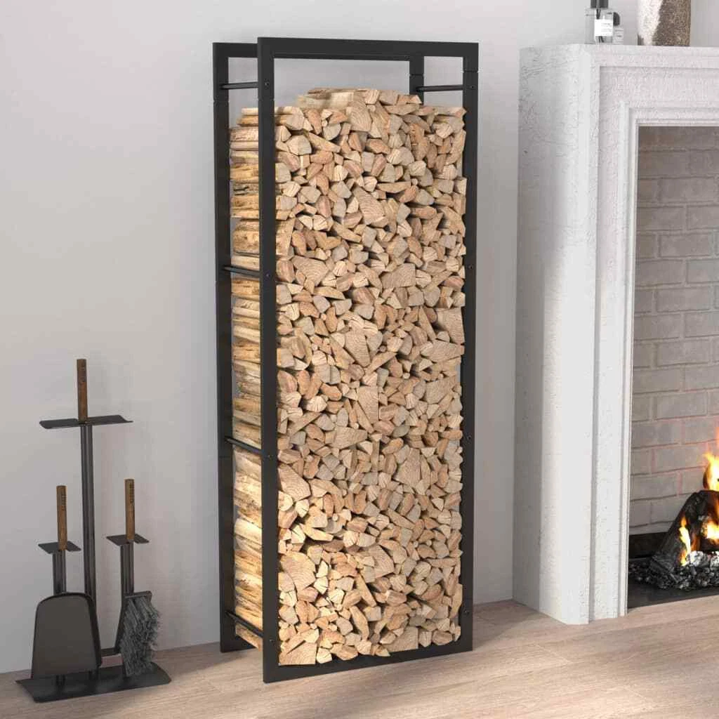 Firewood Rack Matt Black 50x28x132 cm Steel vidaXL | eBay