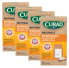 Curad Naturals Bandages Baking Soda Sterile 10 Count Wound Dressing Pack Of 4