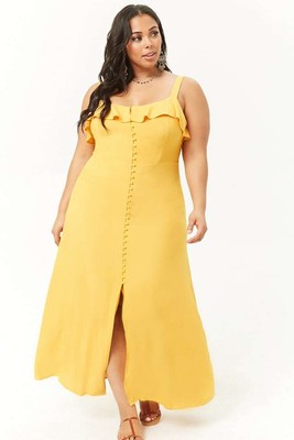 plus size mustard maxi dress