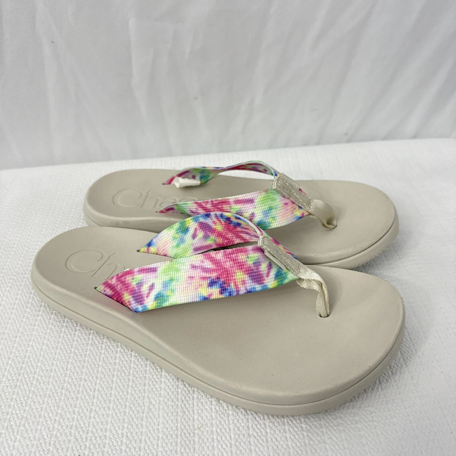 Chaco Sandals Womens Size 7 Chillos Flip Flop Beach Summer Light Tie Dye Upper
