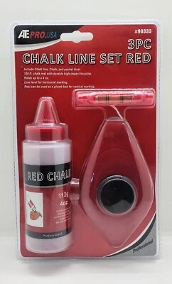 ATE Pro Chalk Line Reel Set 100 Ft Red Chalk Chalk Reel
