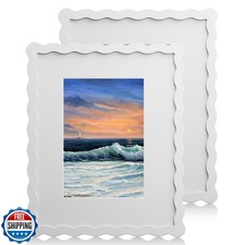 Chrspk 8X10 Wavy Picture Frame With Mat For 5x7, Wavy Edge Wooden