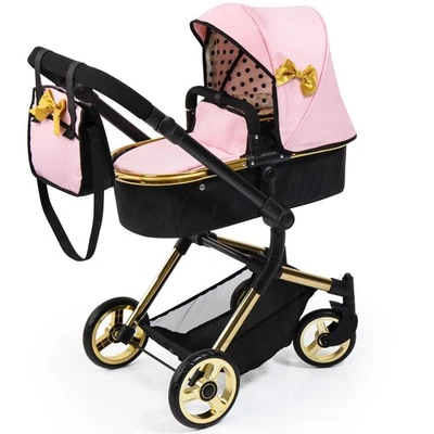 Bayer Design Puppenwagen Neo Vario - Rosa & Gold Puppenzubehör für Kinder