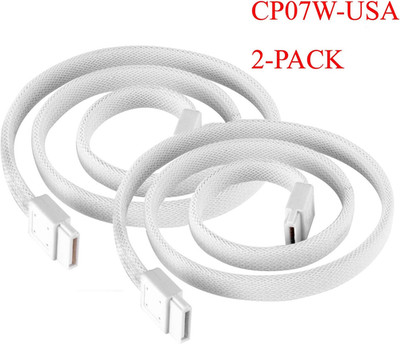 Technology CP07W SATA 3 Sleeved White Cable with EMI Guard for 6Gb/S 2-Pack