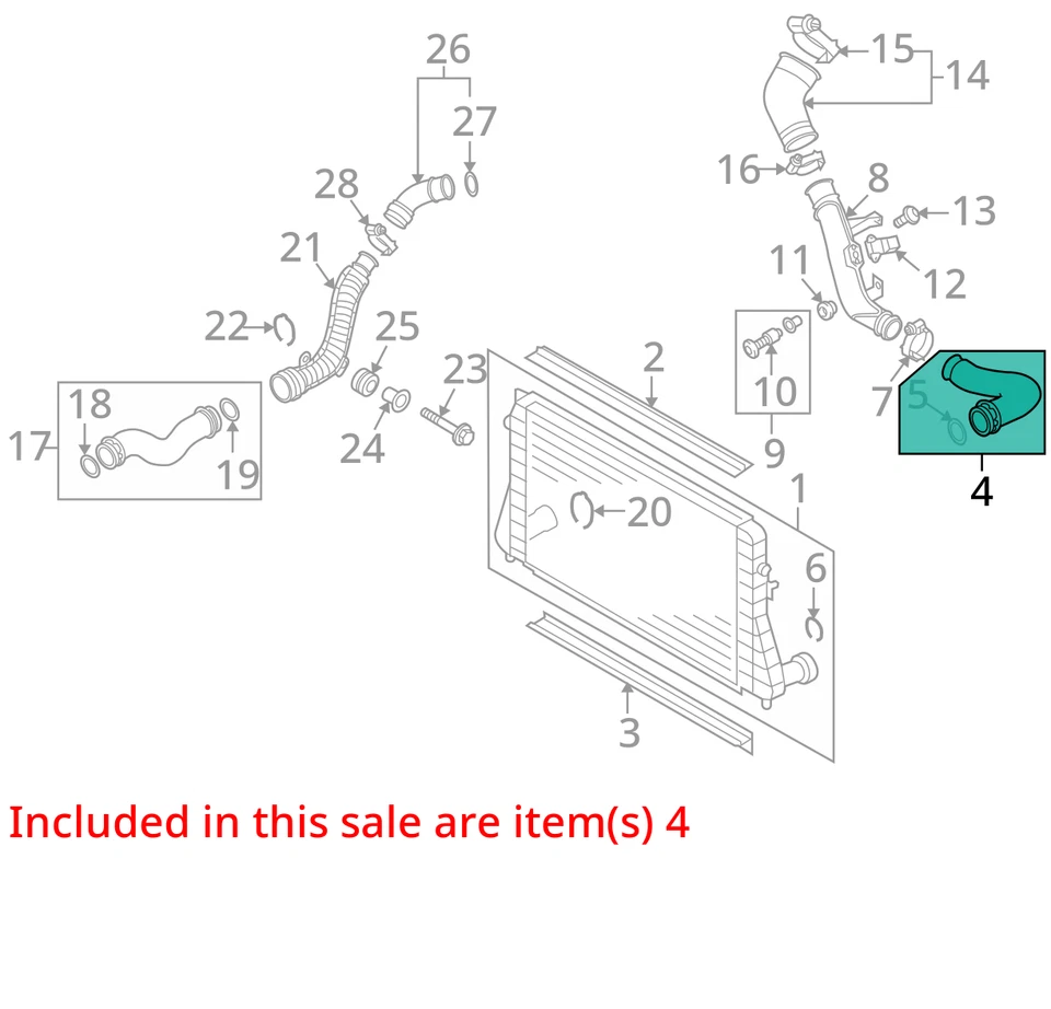 2009-2017 Volkswagen Tiguan Intercooler Hose OEM Used Foto 3 de 4