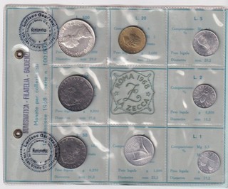 ITALIA 1968 Divisionale 8 monete con Lire 500 in argento