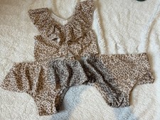 Kate Quinn Girls Tam Leopard Print Bikini Swim Three Piece Set Size 6y