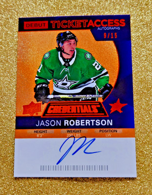 2020-21 UD Credentials Jason Robertson Debut Ticket Access Rookie Auto /15 MINT