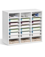 Literature Organizer,24 Compartments Office Mailbox w/Adjustable Shelves,Wooden