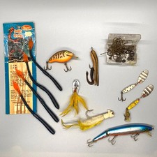 Vintage Lot of Fishing Lures Worms Hooks and Sinkers
