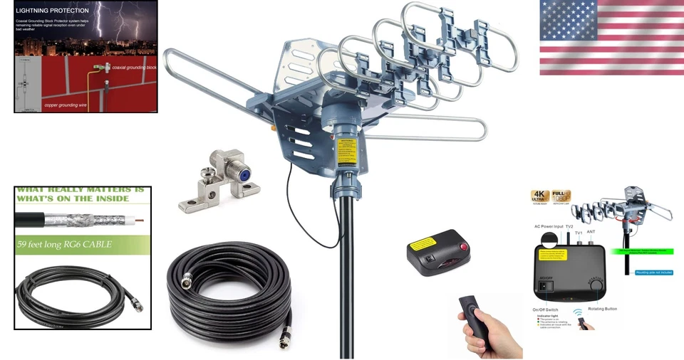 Wireless Remote Control 360 Rotation TV Antenna - 4K Support - Image 2 of 4