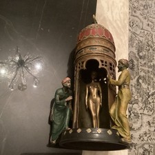 Bergman Cold Painted Bronze Erotic Nude Harem Lady In Guarded Tower