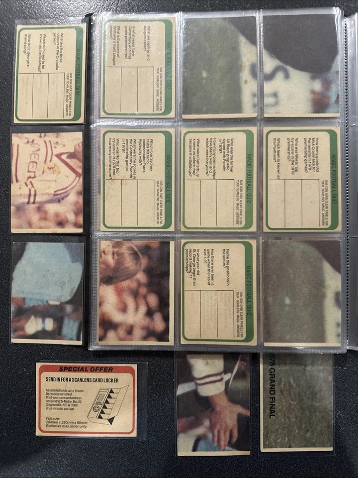 **1979 SYDNEY ROOSTERS RUGBY LEAGUE SCANLENS Full SET 13 cards WITH CHECKLIST** - image 3 of 4