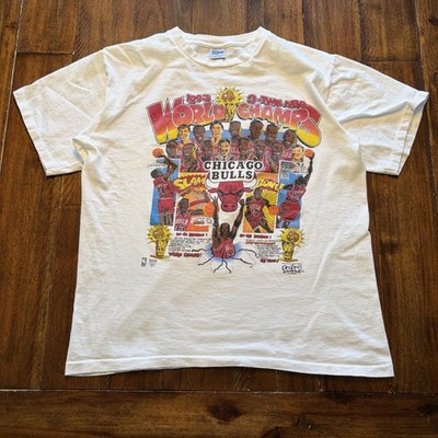 Vintage Chicago Bulls Shirt Mens Large White NBA Basketball Champs