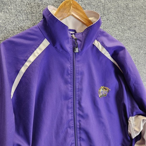 Vintage LSU Tigers Jacket Mens 2XL Purple SEC Football Full Zip Windbreaker 90s - Picture 3 of 17