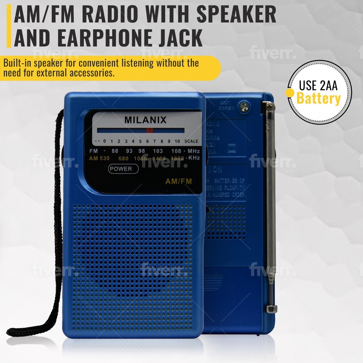 AM FM Pocket Radio, Transistor Radio With Loudspeaker, Headphone Jack