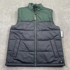 Vans Norris Puffer Vest Mens Large Green Black Full Zip Sleeveless Jacket