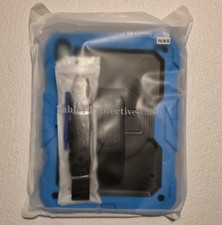 Shockproof 3-Layer Multi-Functional Black Tablet Back Cover Case with Strap