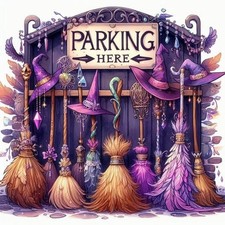 Halloween Witch Broom Diamond Painting Kit 14 x 14 Inch Craft