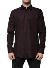 Dolce & Gabbana Purple Cotton Slim Fit MARTINI Dress Men's Shirt
