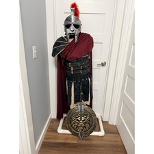 Adult Roman Gladiator Spartan Costume M/L Armor Helmet Shield Sword Cape