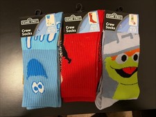 4 Pairs Sesame Street Socks Mens Size 9-13 Novelty Holiday Gifts New Blue Red