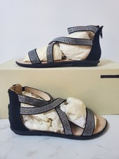 DREAM PAIRS Girls Size 2 Gladiator Ankle Strap Flat Sandals Black Rhinestones