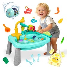 Mini Water Table for Toddler 1-3, Kids Play Sink with Running Water, Outdoor ...