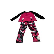 Reebok Girls 4T Pink Black Camo Athletic Matching Set Long Sleeve Top Pants