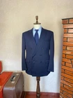 Ralph Lauren Black Label Navy Blue Double-Breasted Peal Lapel Wool Blazer 46