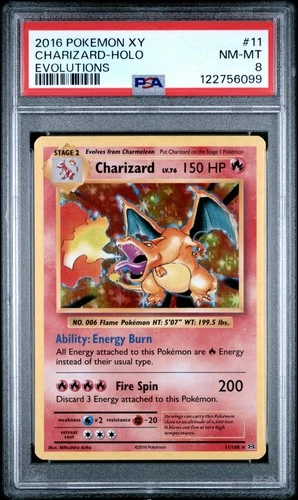 2016 POKEMON XY EVOLUTIONS #11 CHARIZARD-HOLO PSA 8