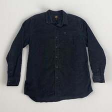 VTG Lee Black Corduroy Shirt Mens XL Long Sle...