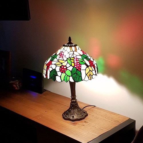 Lampada da tavolo stile retrò base resina ottone antico effetto colorato - Foto 4 di 11