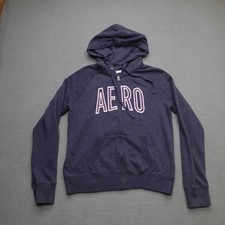 Aeropostale Full Zip Hoodie Jacket Women's Size M Dark Gray Embroidered Logo