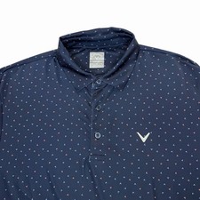 Callaway Men's Opti-Dri Navy Blue Golf Logo All Over Print Polo Shirt Size M