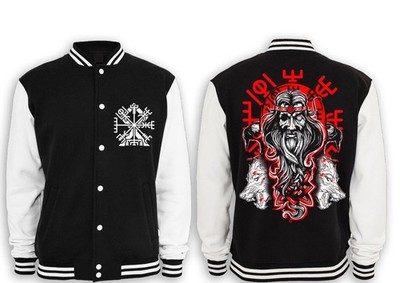 Odin Hugin Munin Collegejacke Vikings,Valhalla,Thor Mjölnir,Ragnar,vegvisir