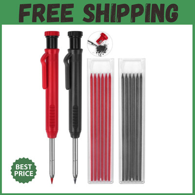 2 Pack Carpenter Construction Pencils Mechanical Pencils with 12 Refills,