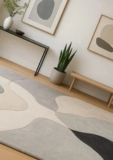 Hand Tufted Wool Rug: Mid-Century Modern Bohemian