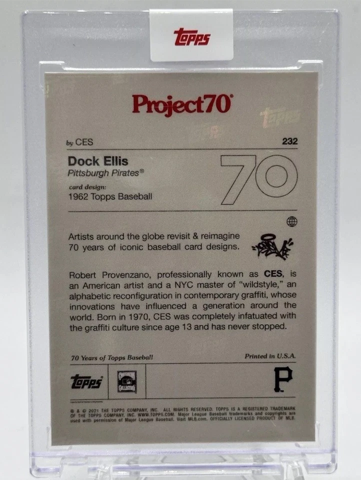 2021 Topps Project 70 - CES Dock Ellis #232 1962 Topps Baseball /1484 - Image 2 of 2
