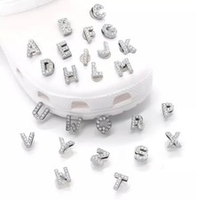 Image of Letter croc jibbit gold silver charm clog rhinestone 11mm jibbitz A-Z ALPHABET