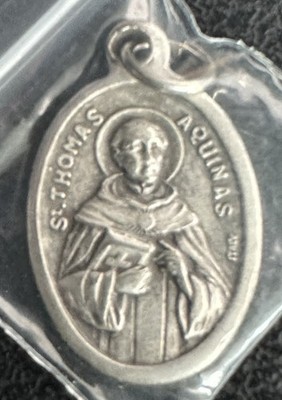 St. Thomas Aquinas / Pray for Us - Italian Silver Tone Medal