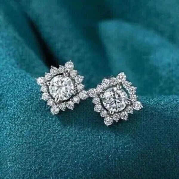 1.5 Ct Total Weight Moissanite Stud Earrings In 14k White Gold - Round Solitaire, Screw Back, GRA Certified, New With Tags